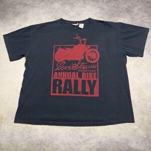 Levi Strauss Signature Annual Bike Rally Mens 2XL Black Biker Graphic T-Shirt